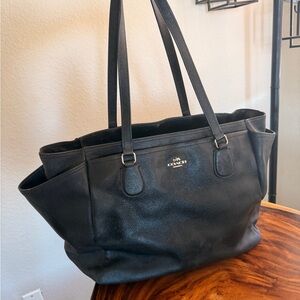 Coach Black Leather Tote Bag